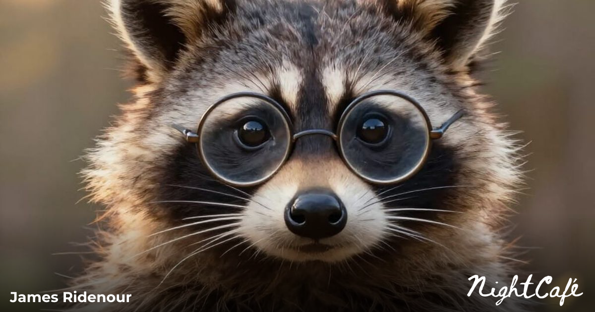 Grumpy Old Raccoon in Warm Sunlight Digital Painti... - AI Art