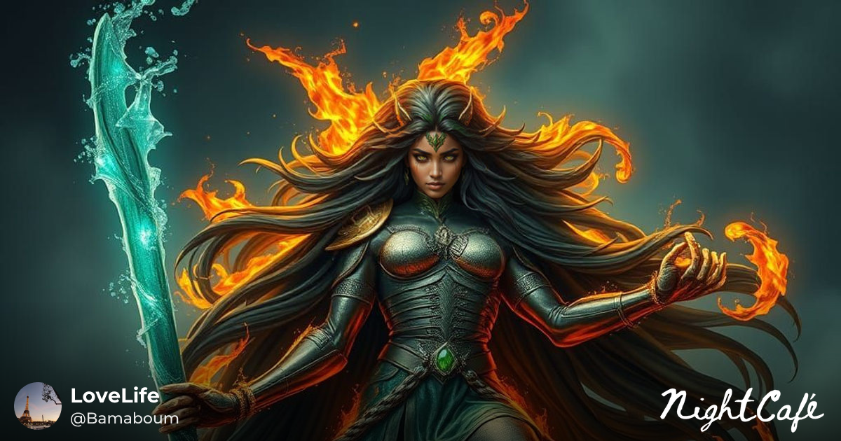 Warrior woman - Epic Warrior Goddess in Fiery Splendor
