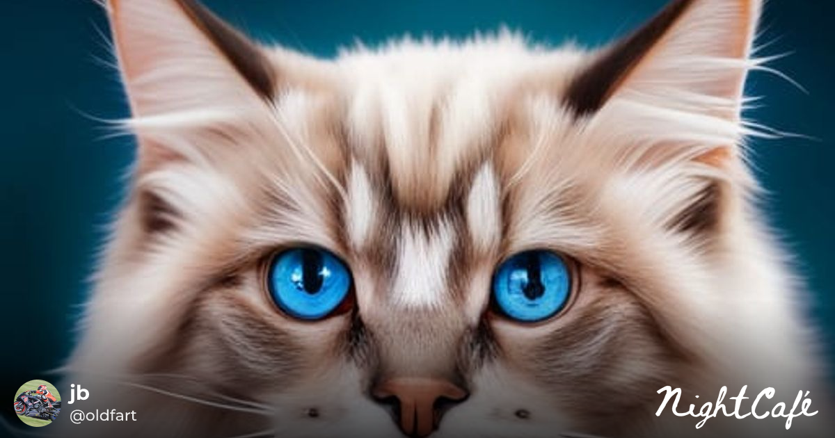 Grumpy Ragdoll Cat Portrait in Sharp Focus - AI Art