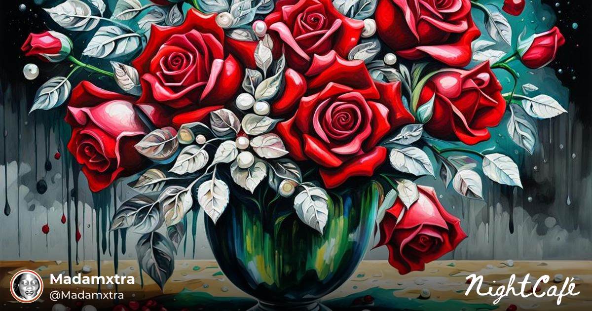 Fabulous Floral - Baroque Ruby Rose Bouquet in Graffiti Art ...