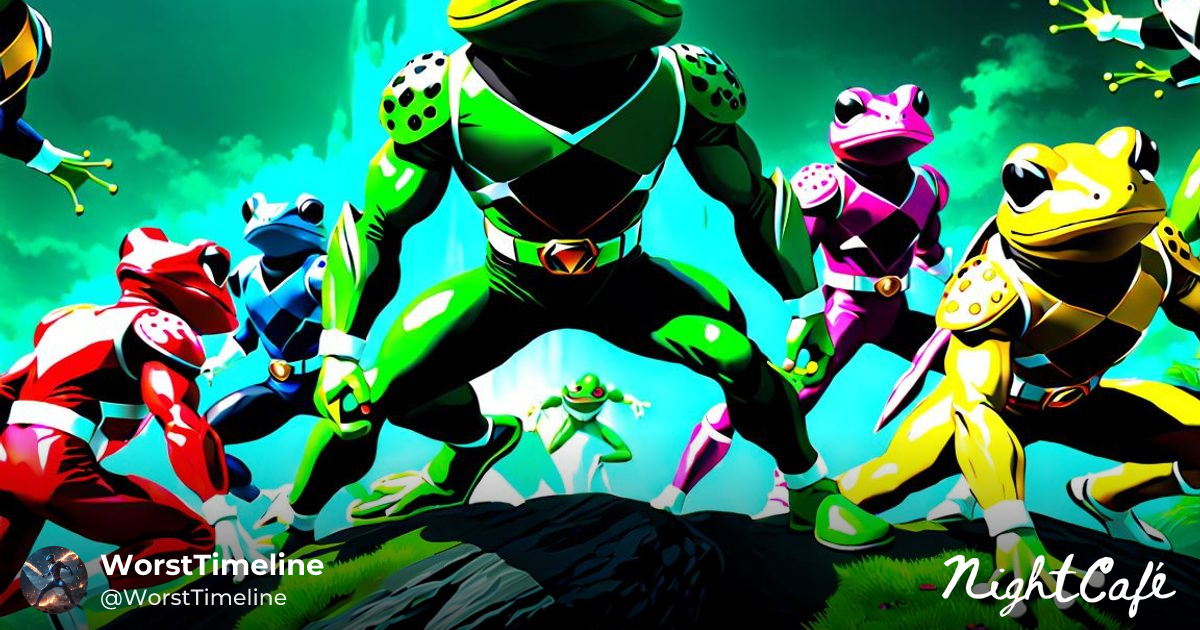 Mighty Morphin Power Ribbits - Frog Power Rangers in Dynamic...