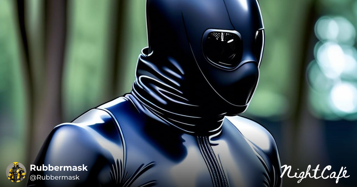 Rubber Drone - Muscular Rubber Drone in Black Catsuit