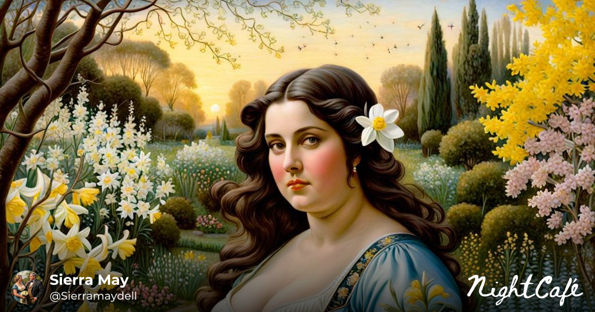 Spring garden portrait - Pre-Raphaelite Woman in Spring Gard...