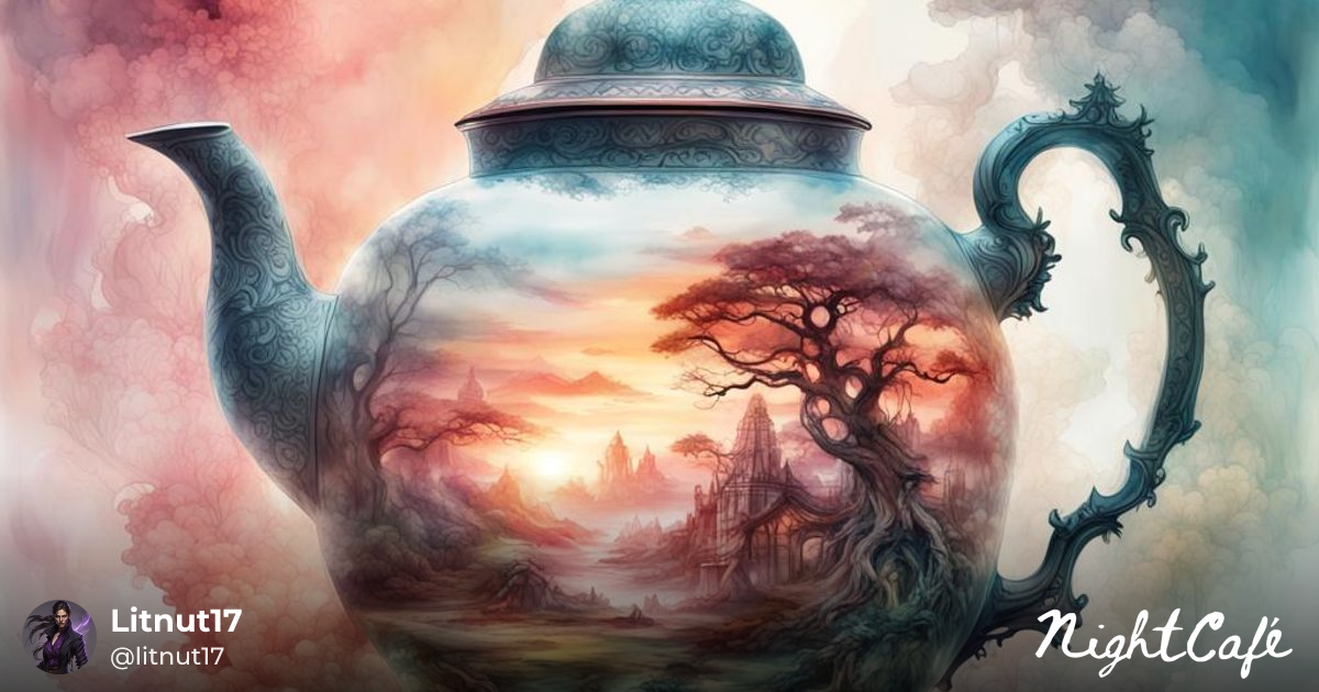 Teapot - Fantasy Teapot in Digital Watercolor Style