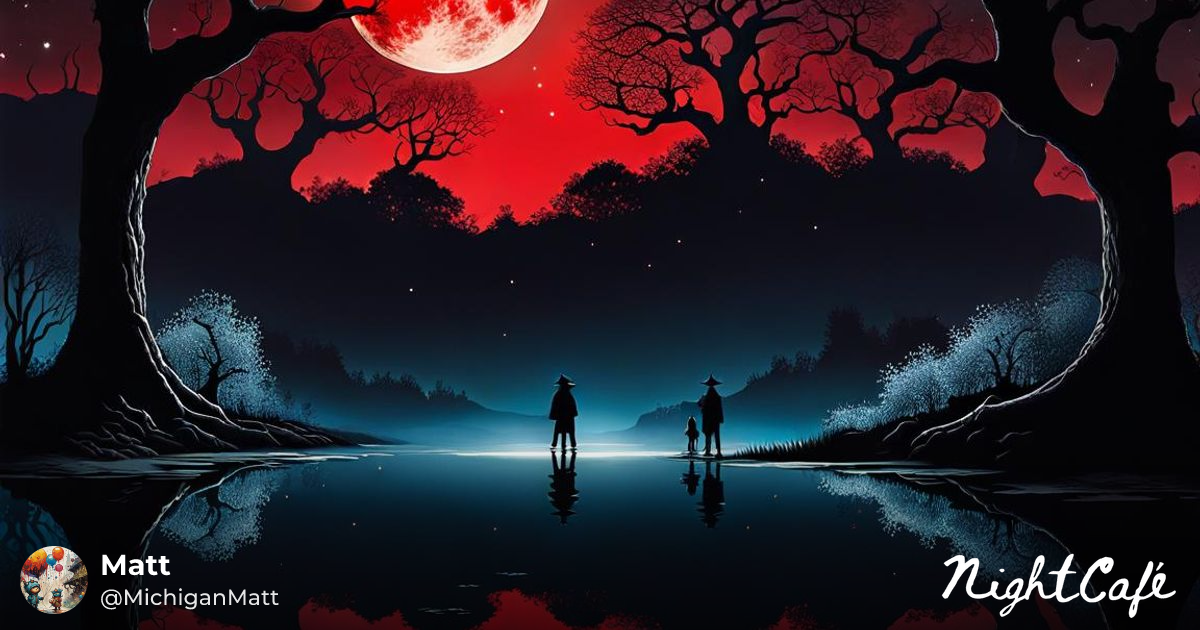 Blood Moon evolution - Blood Moon Reflection: Surreal Dark I...