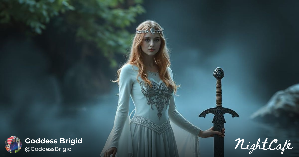 Woman with Excalibur in Dreamy Digital Art - AI Art