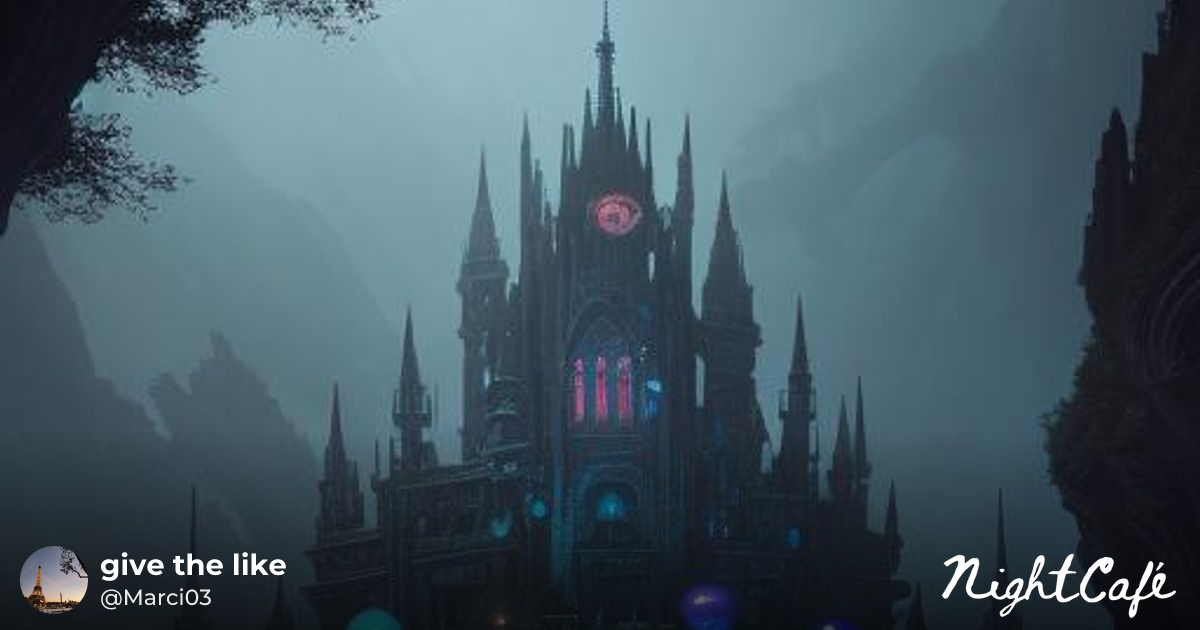 w - Fantasy World with Neon Runes in Art Nouveau Style