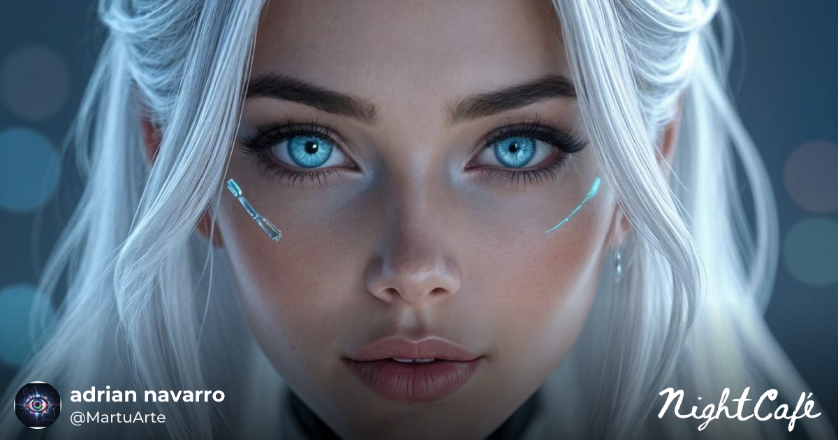 Beautiful Female Android Portrait With Cyan Eyes - AI Art