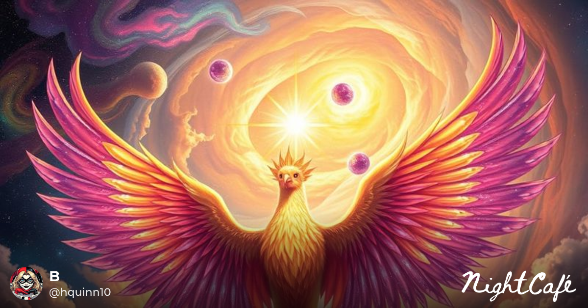 Phoenix - Majestic Phoenix Rises from Astral Vortex in Irid...