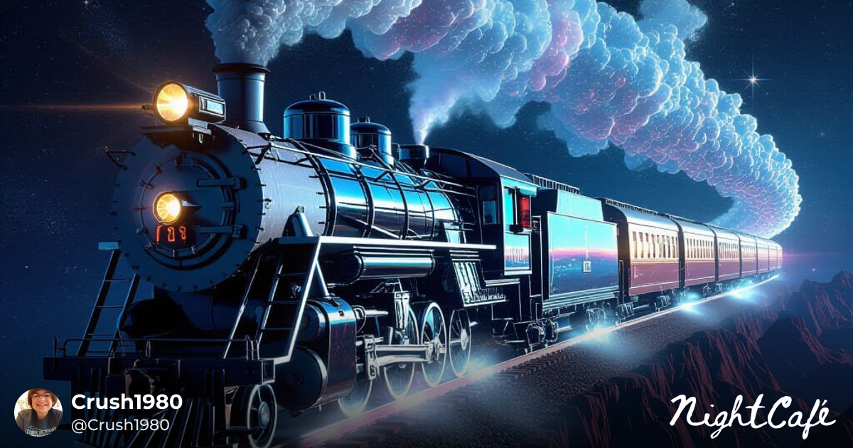 Cosmic Train Through Deep Space, Crystal Carriages - AI Art