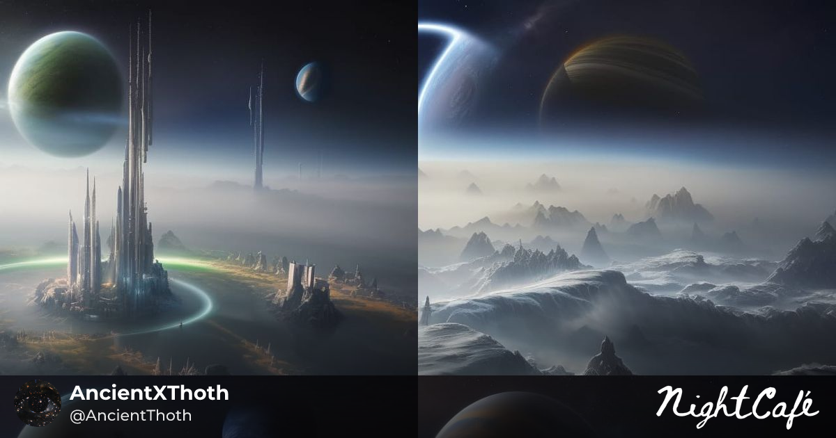 Space - Ringed Planet in Deep Color Fantasy Concept Art