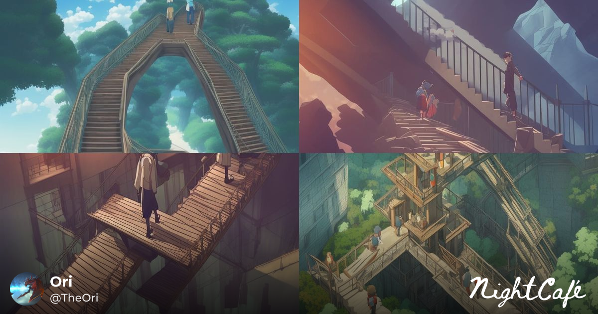 Failed prompt at endless stairs - Travelers on Endless Stair...