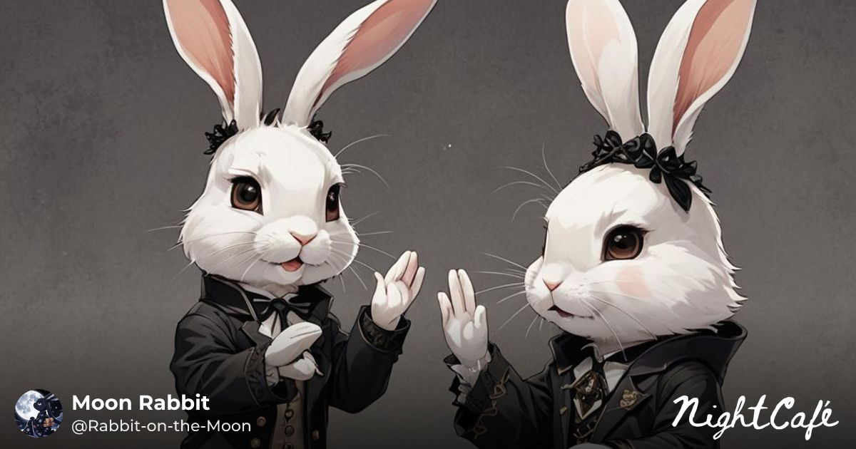 Gothic Rabbits High-Fiving in Anime Style - AI Art