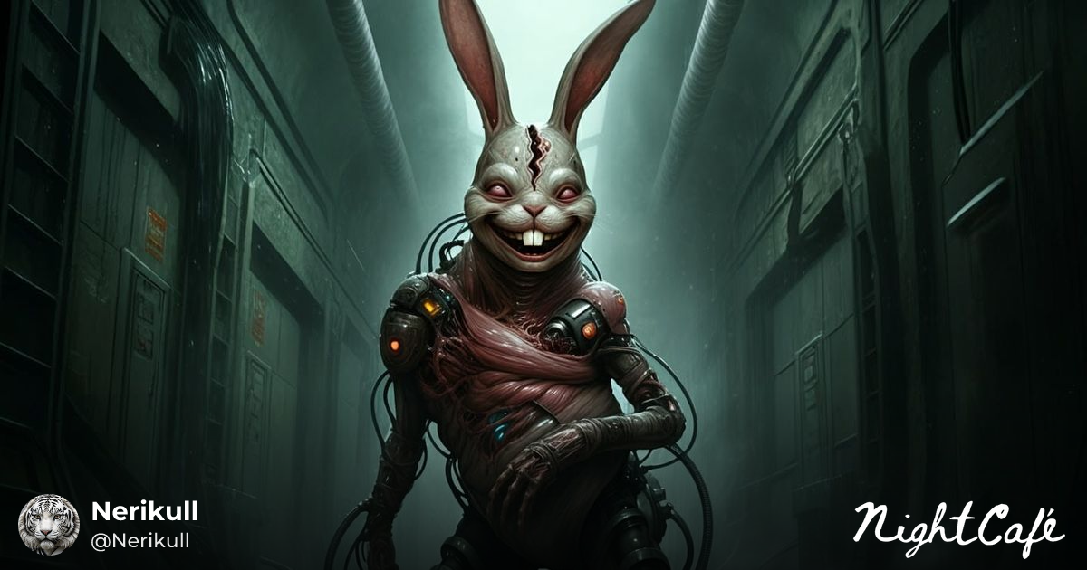 A horrifying, biomechanical monstrosity shaped loosely like a rabbit ...