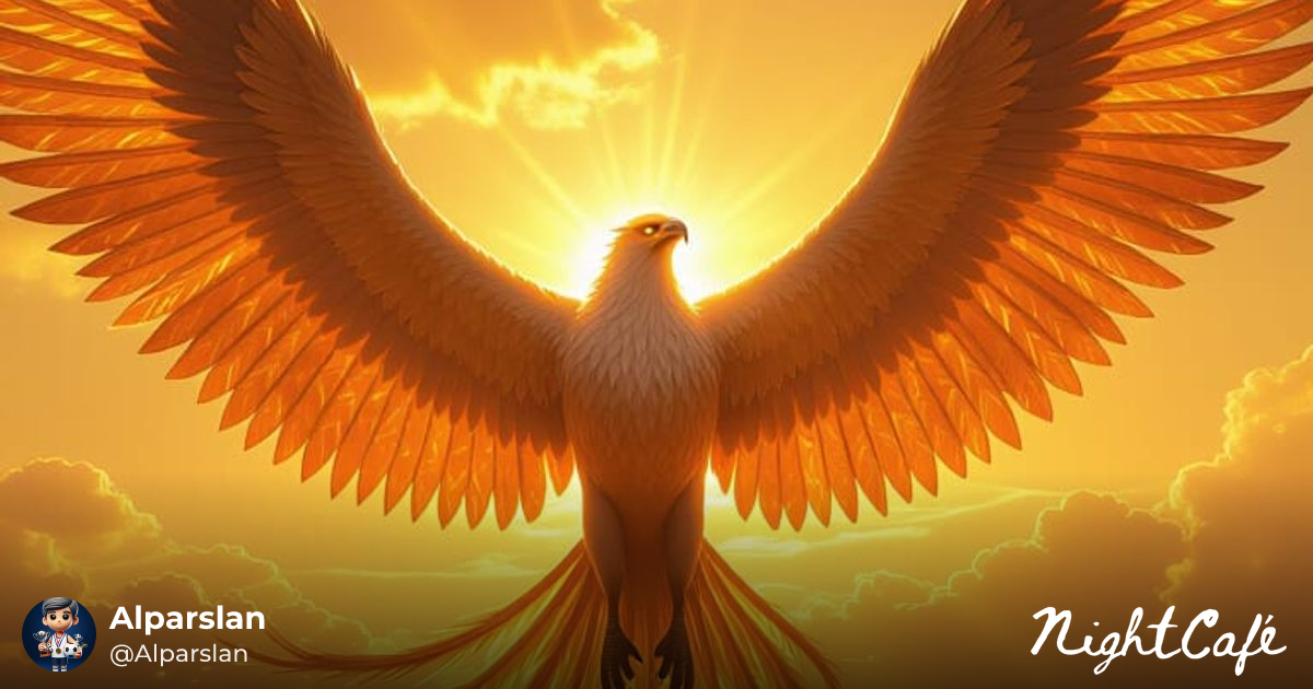 Golden Roc Soaring Above Blazing Desert