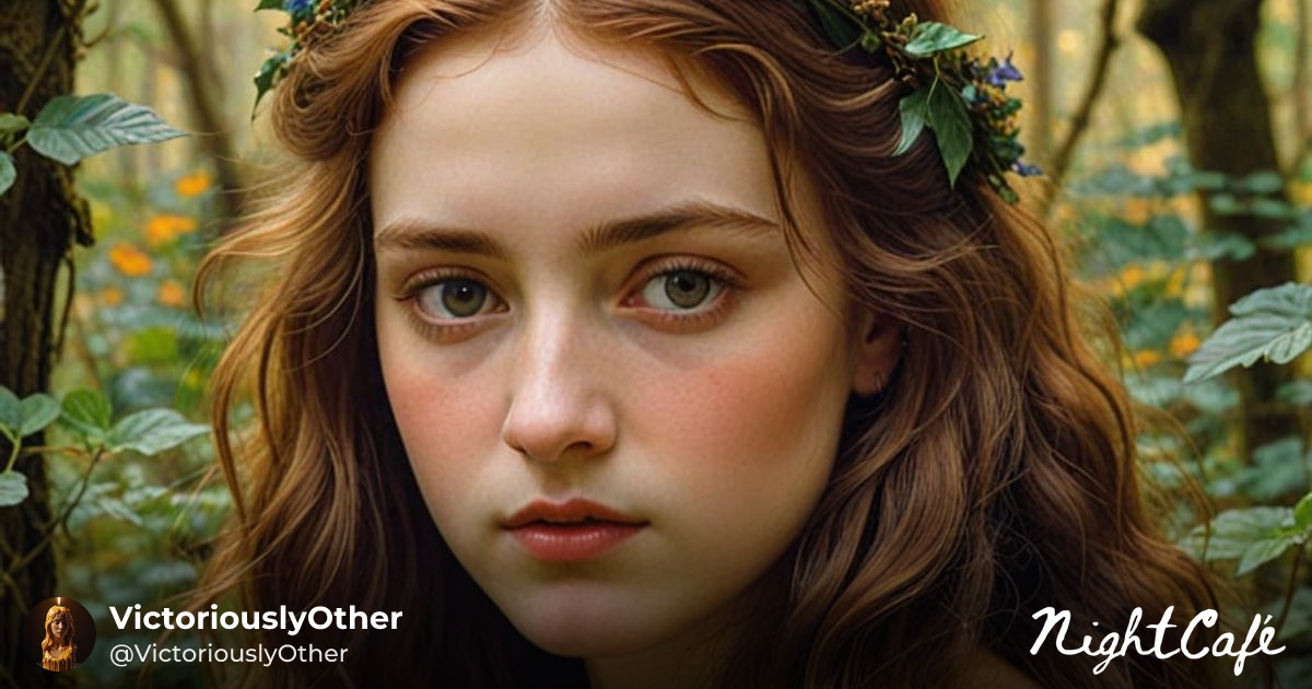 Pre-Raphaelite Nymph in Golden Forest Light - AI Art