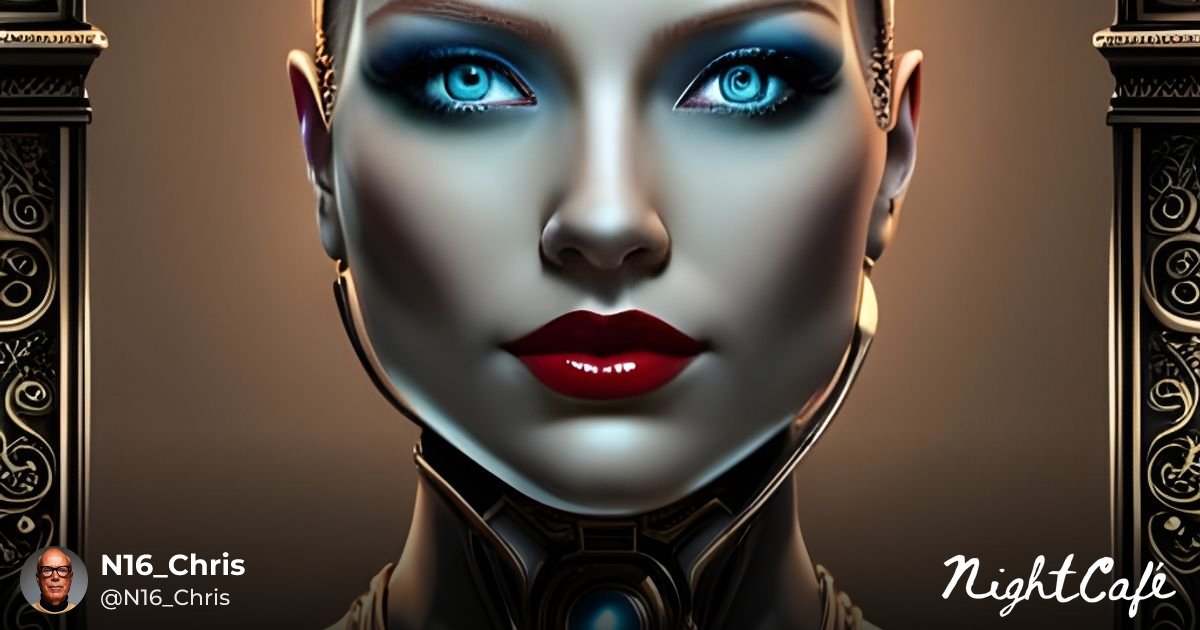 cyborg lady 2 - Steampunk Cyborg Woman Portrait with Clockwo...