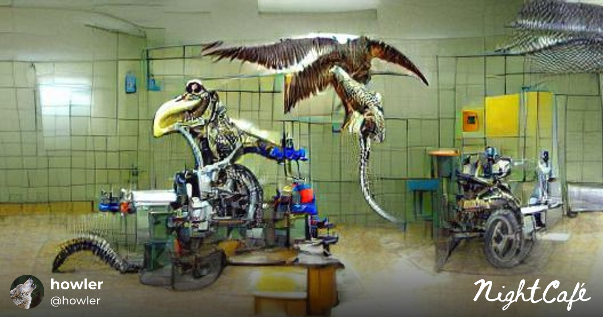 mechanical raptor in a laboratory - Mechanical Raptor in a L...
