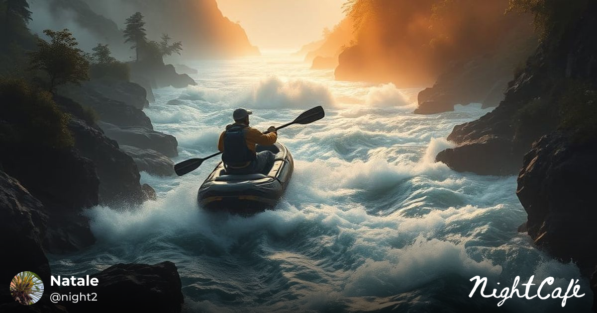 rafter on mountain river - Rafting Adventurer in Futuristic ...