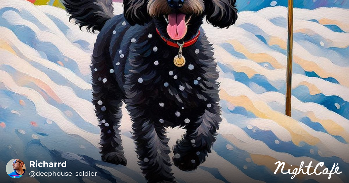 Happy Cockapoo with Rainbow Flag in Neo-Impression... - AI Art