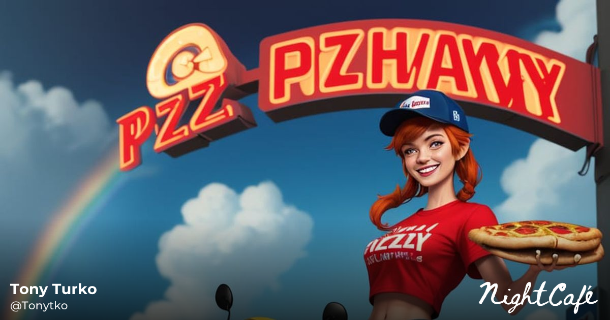 Redhead Tomboy Pizza Delivery Scooter Rider in Urb... - AI Art