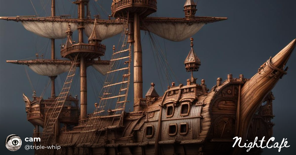 giant pirate ship carved out walnut log,real detailed textures ...