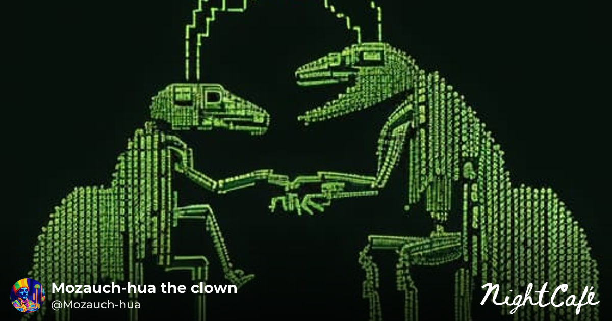 ASCII Art: Termite and Ant Handshake in Matrix - AI Art