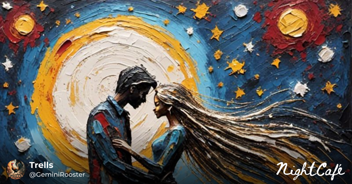 "Nightlove" - Celestial Lovers Embrace as Digital Street Art