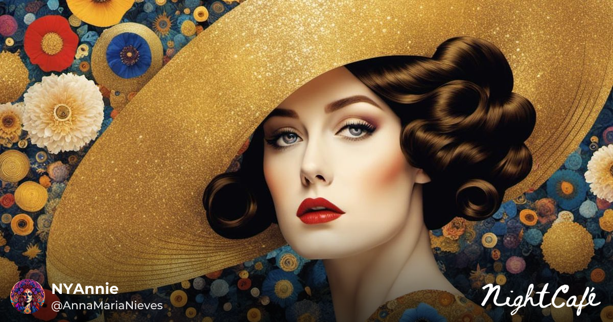 Symbolist Portrait with Gold and Swirling Details - AI Art