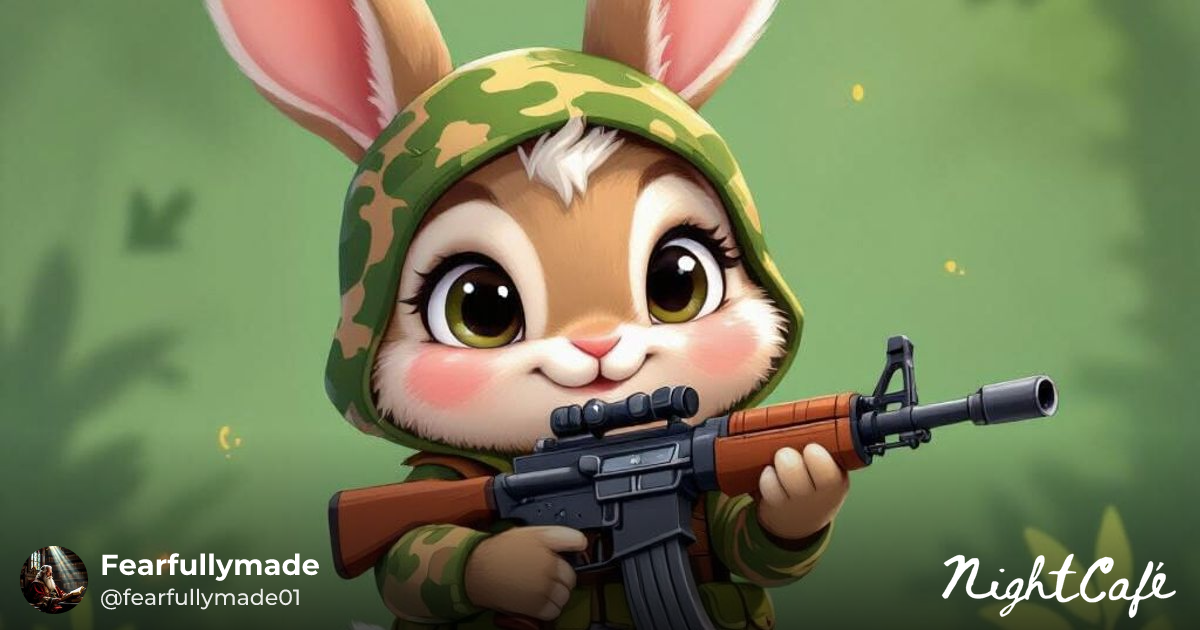 Cute Commando Rabbit Ready for Adventure - AI Art