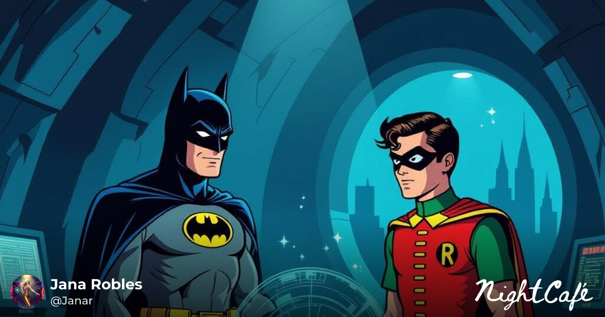 Batman and Robin in the Batcave, Vintage Televisio... - AI Art