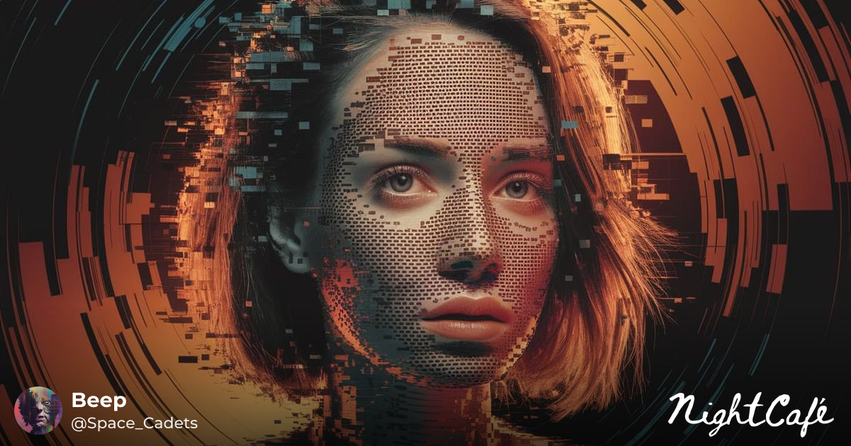 Bennett - Glitched Woman Portrait with Croaking Texture Over...