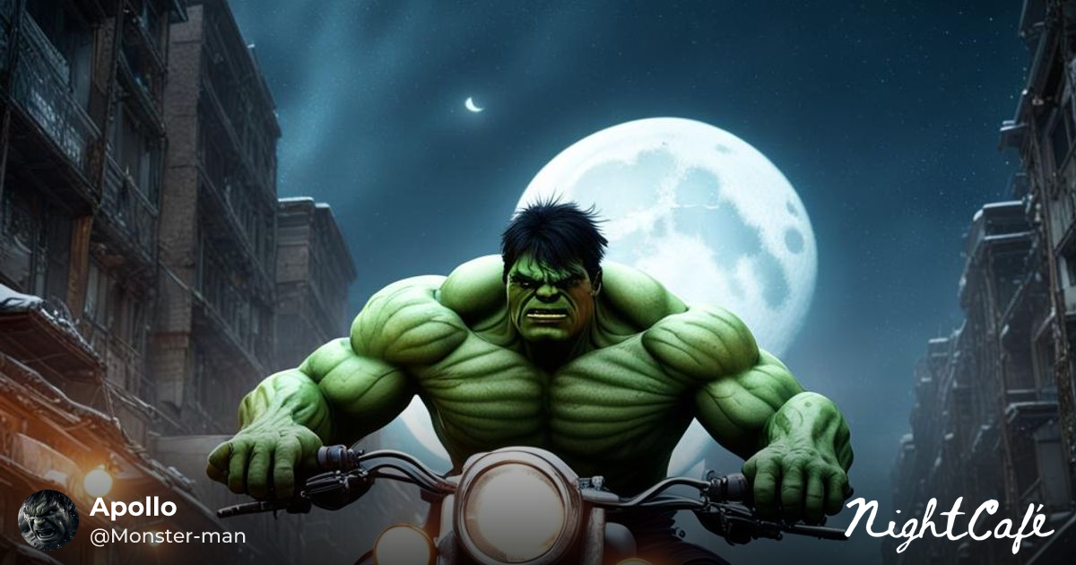 Hulk's Apocalyptic Motorcycle Chase: Detailed Matt... - AI Art