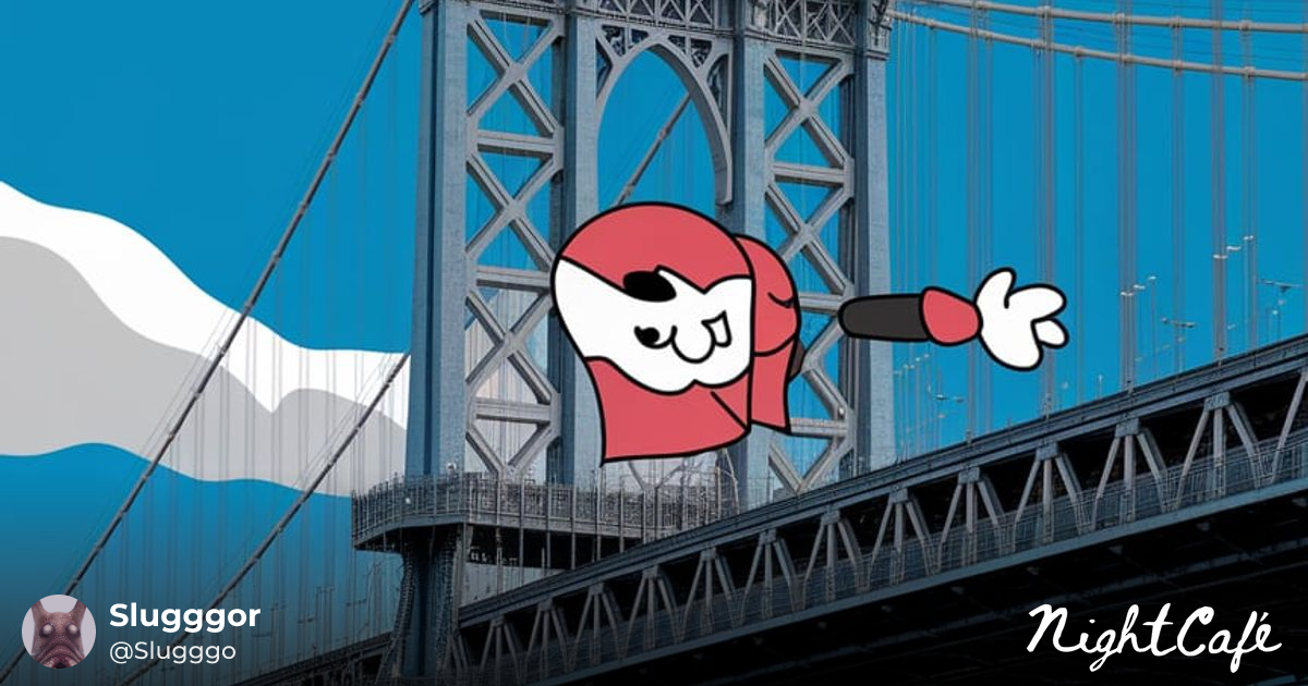 Cartoon Bridge Character in Retro City - AI Art