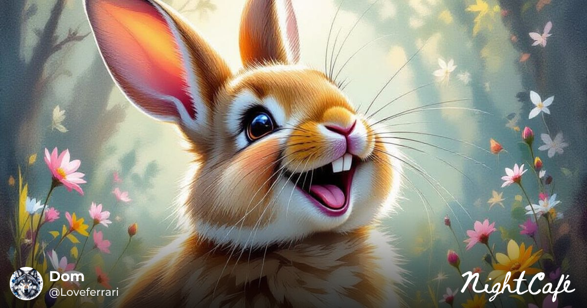 Laughing Rabbit in Ethereal Fantasy Charcoal Drawi... - AI Art