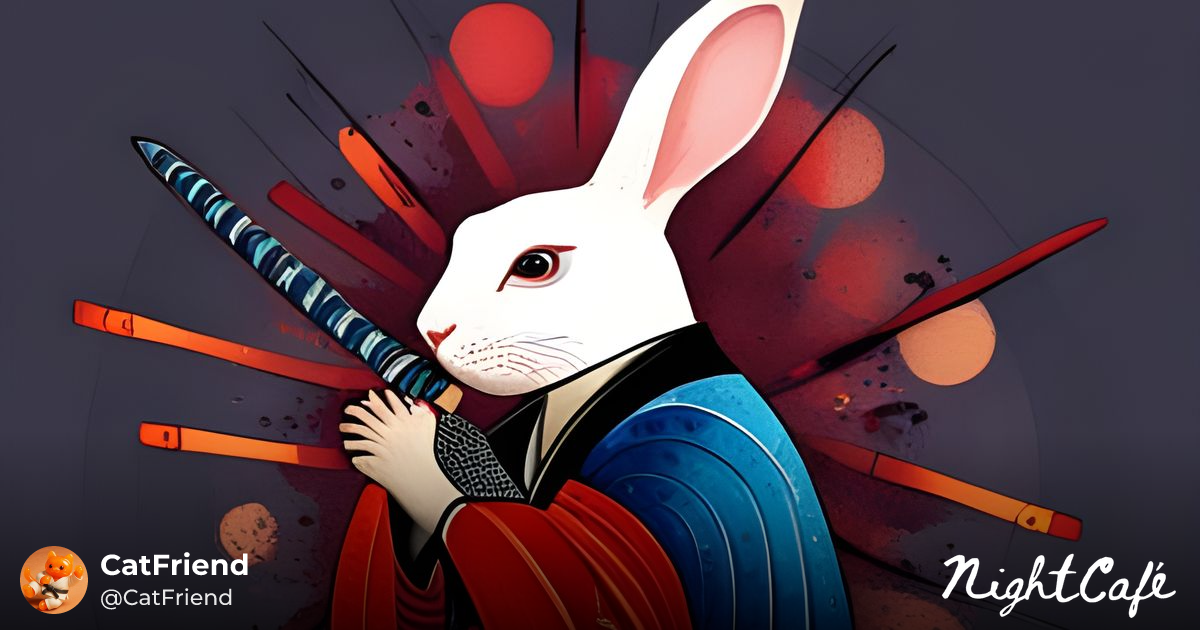 bunny samurai - Samurai Rabbit with Sword in Japanese Painti...