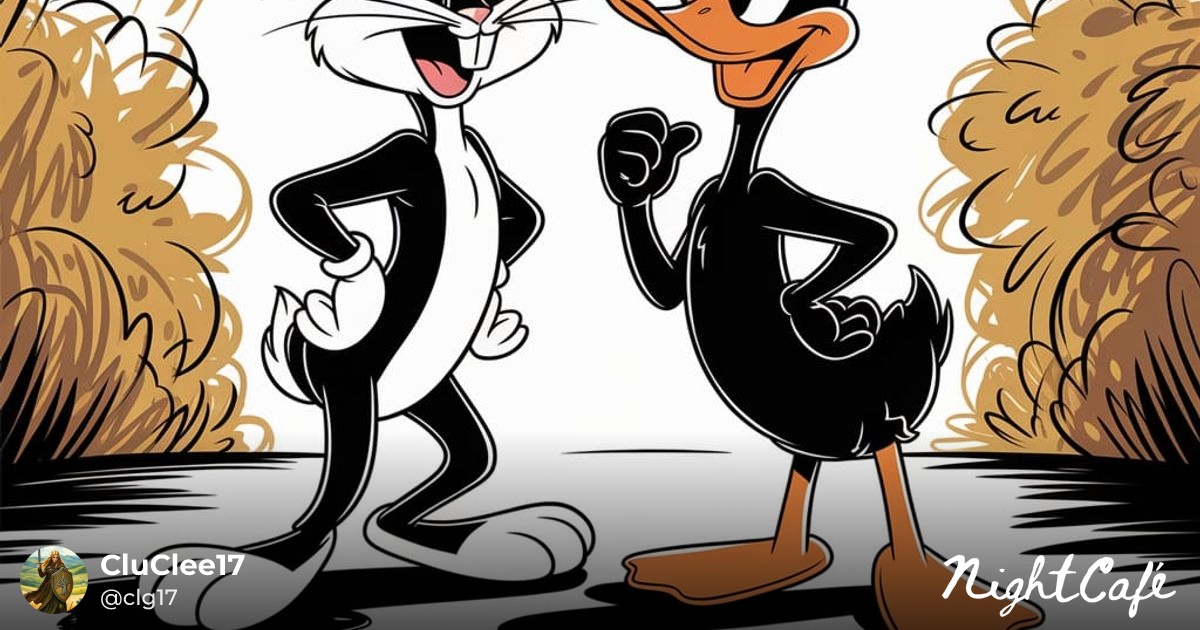 Exuberant Cartoon Rivals Clash in Vibrant Ink Draw... - AI Art