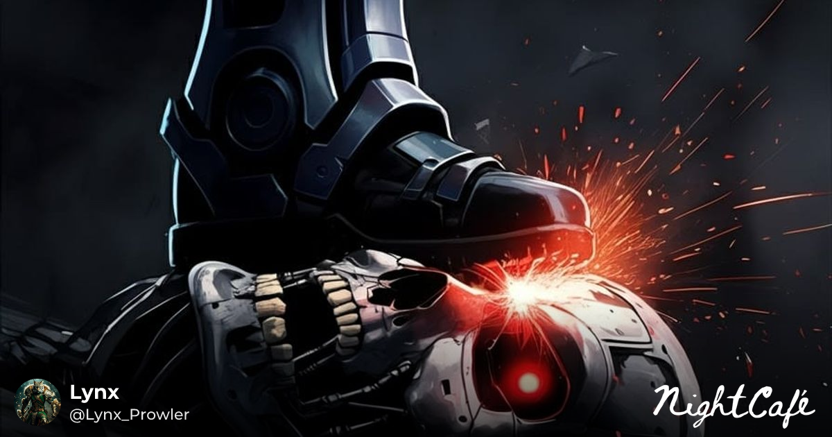 RoboCop crushing The Terminator's Endoskeleton Skull With His Metallic ...