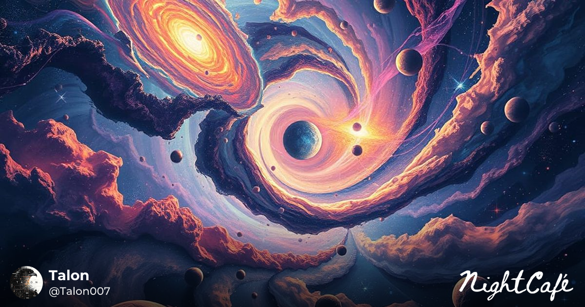 Multiverse - Cosmic Vortex of Swirling Galaxies in Surreal S...