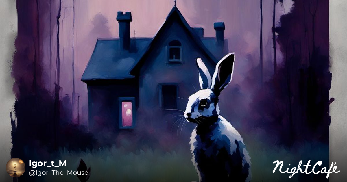Melancholic Rabbit at Haunted Manor in Surreal Sty... - AI Art