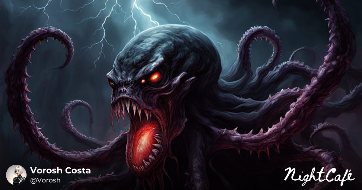 Colossal Lovecraftian Demon Emerges From Darkness - AI Art