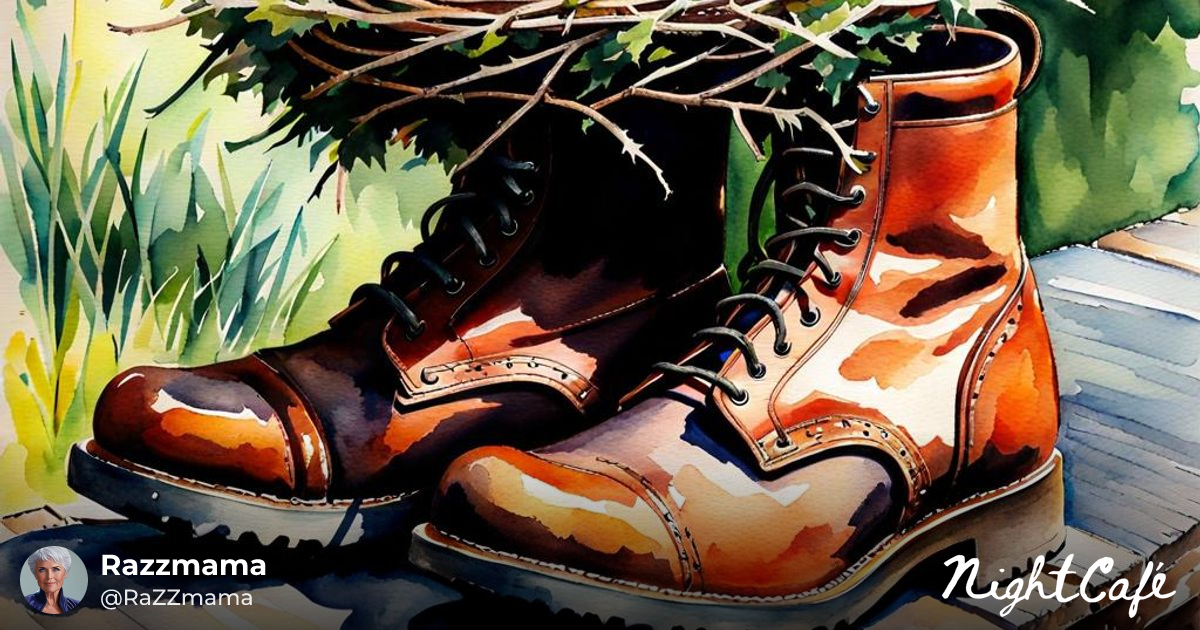 Robins nest in the top of an old boot