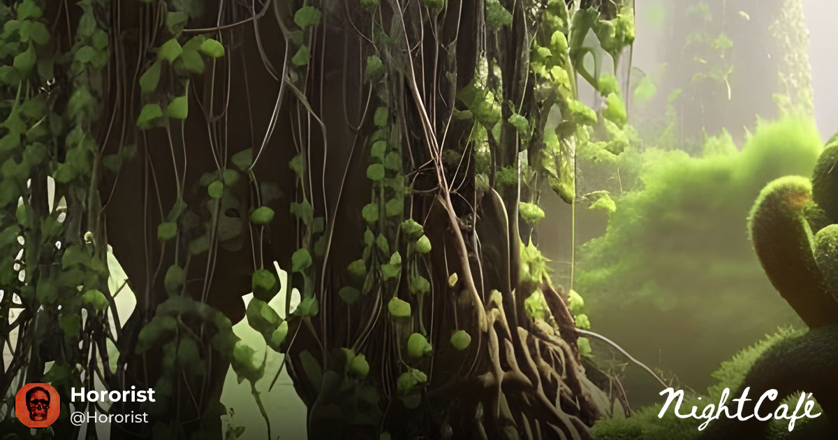 Vine Covered Tree - Cthulhu in Rainbow Post-Apocalyptic Land...