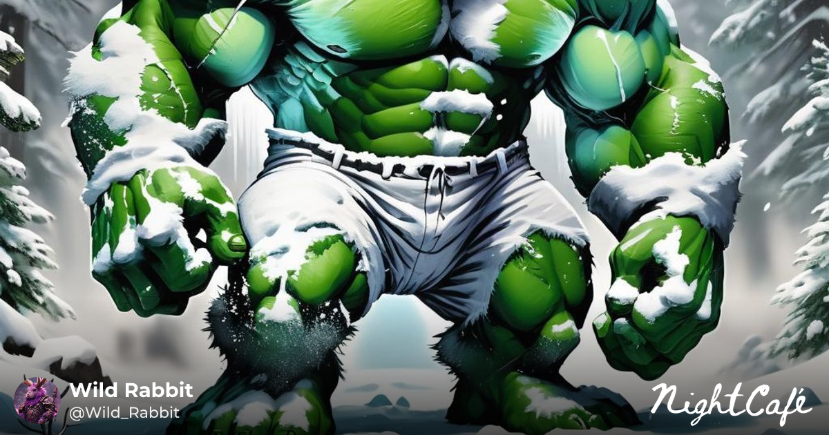 Frankenstein Rabbit Hulk in Snow Art Style - AI Art