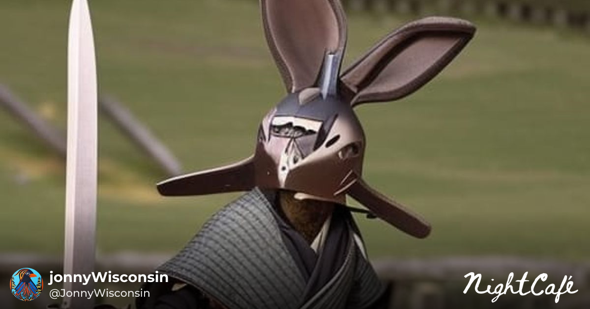dude - Victorious Rabbit Samurai in Japanese Village