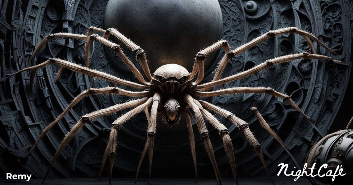 Arachnid Emerges from Cosmic Twilight Surrealist AI Art