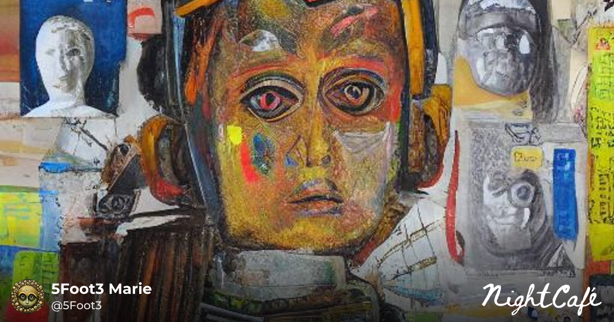 Mixed Media Portrait of a Scrap Robot - AI Art