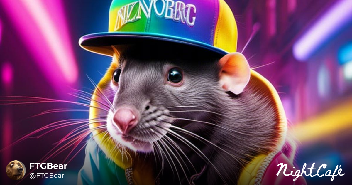 Rat Gangster Rapper in Neon Lit New York City - AI Art