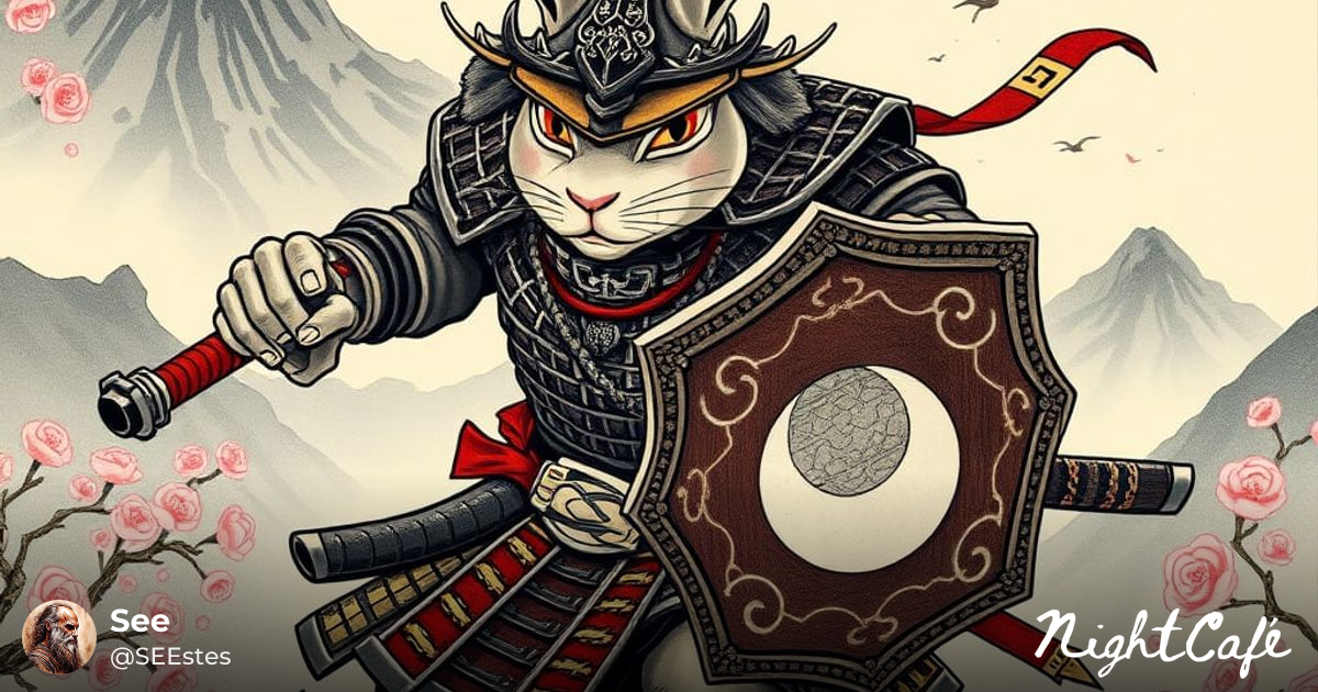 Majestic Rabbit Warrior in Samurai Armor - AI Art