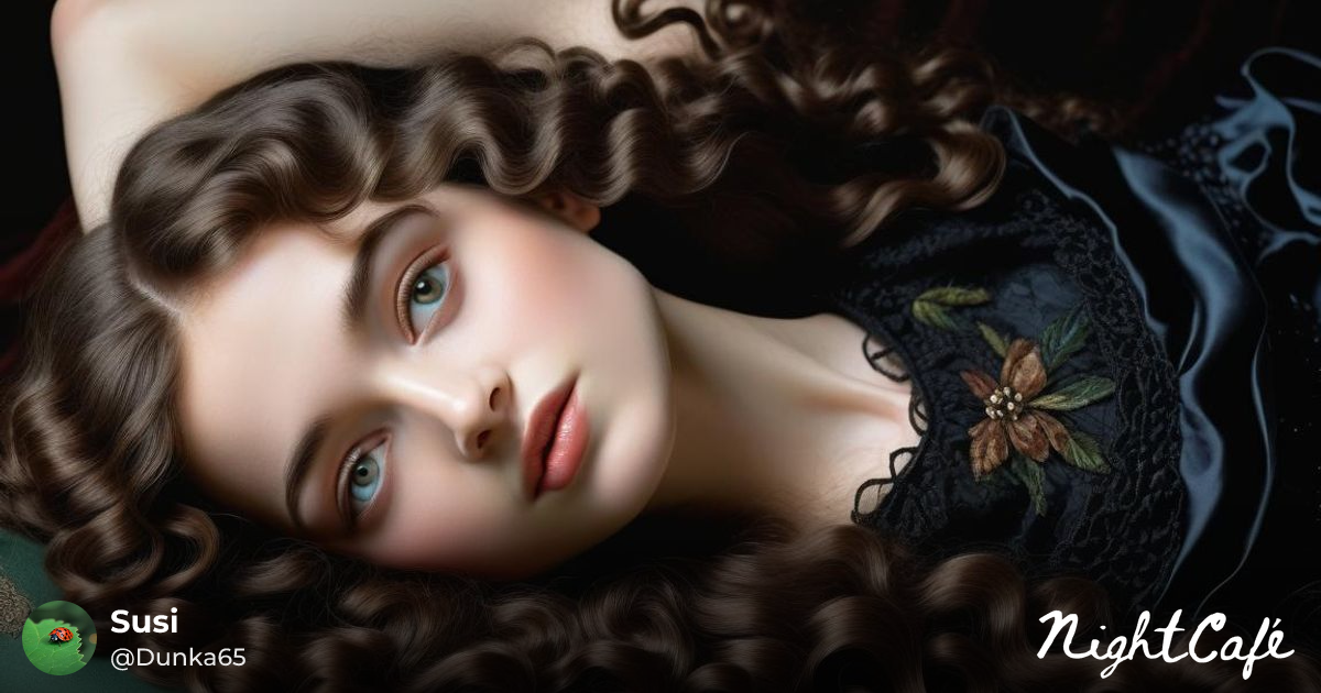 Brunette Princess in Lace Gown: Pre-Raphaelite Sty... - AI Art